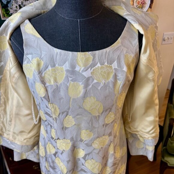 KAREN LAWRENCE WOMEN'S 2PC JACKET DRESS SZ10 YELLOW-METALLIC-US, IMPORTED FABRIC - Picture 2 of 15